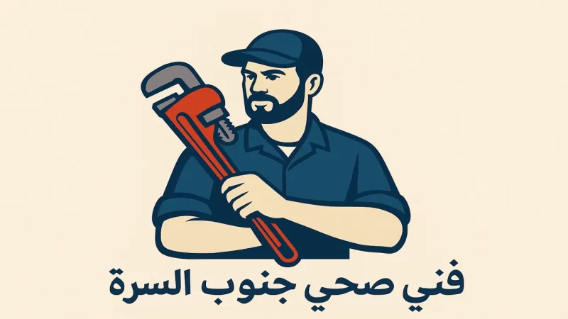 فني صحي كويتي يحمل مفتاح أنابيب أثناء العمل في جنوب السرة يقدم خدمات السباكة والصيانة الصحية باحترافية عالية.