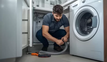 فني تركيب خرطوم صرف الغسالة الاوتوماتيك بالكويت بخبرة وأدوات احترافية